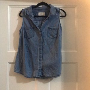 Denim sleeveless button up